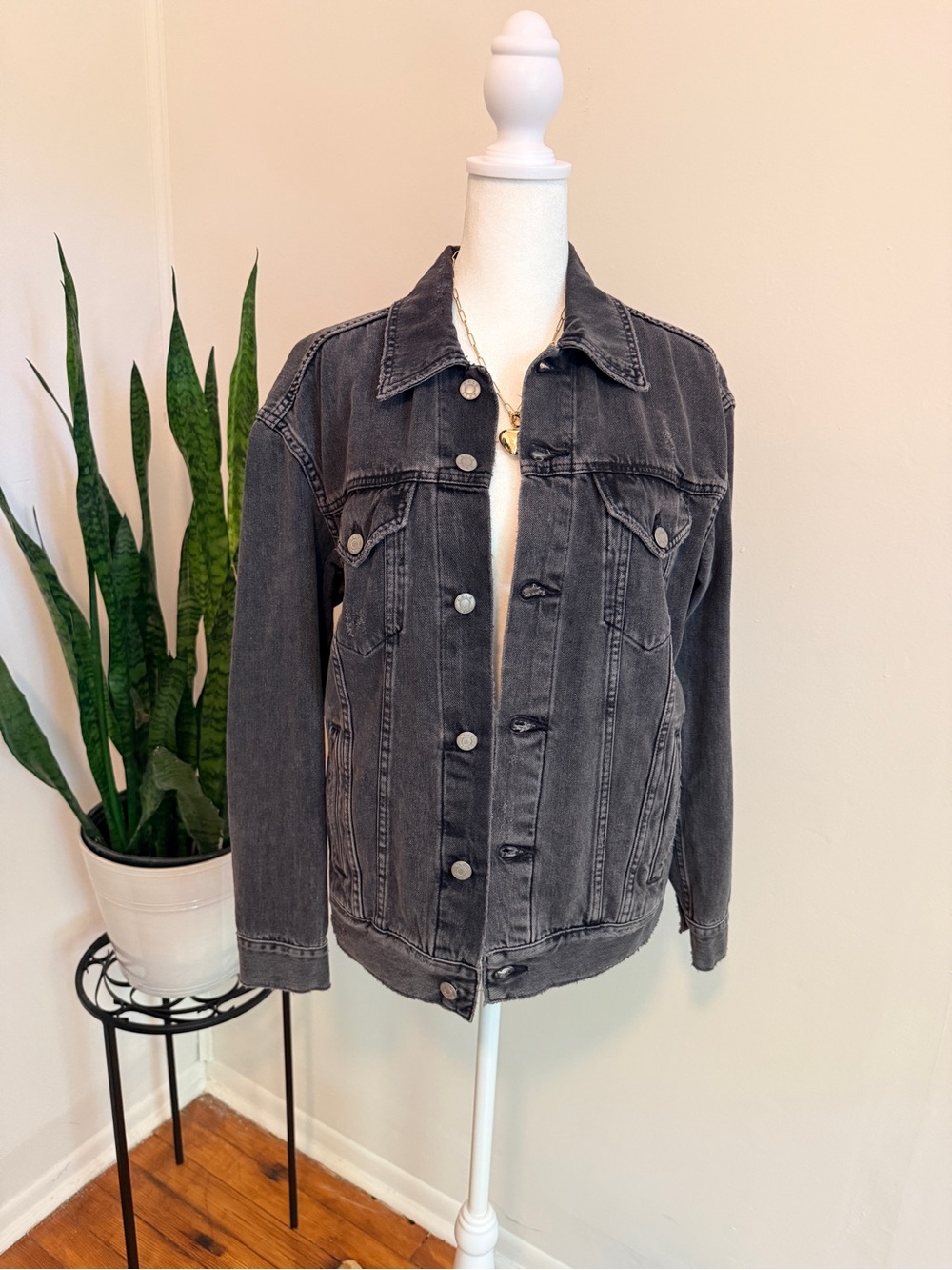 Able | The Merly Jacket in Washed Black Denim
